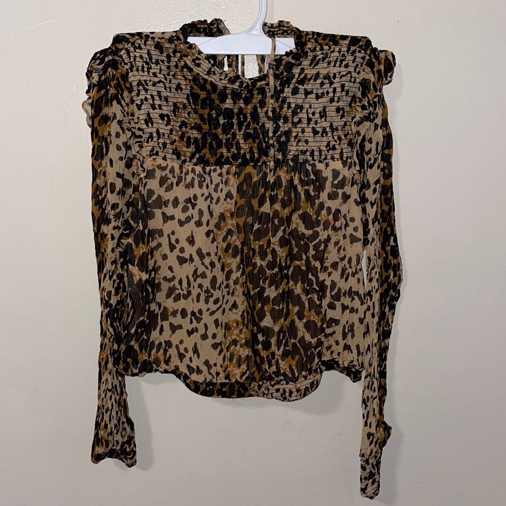 Cheetah ruffle fashion shirt